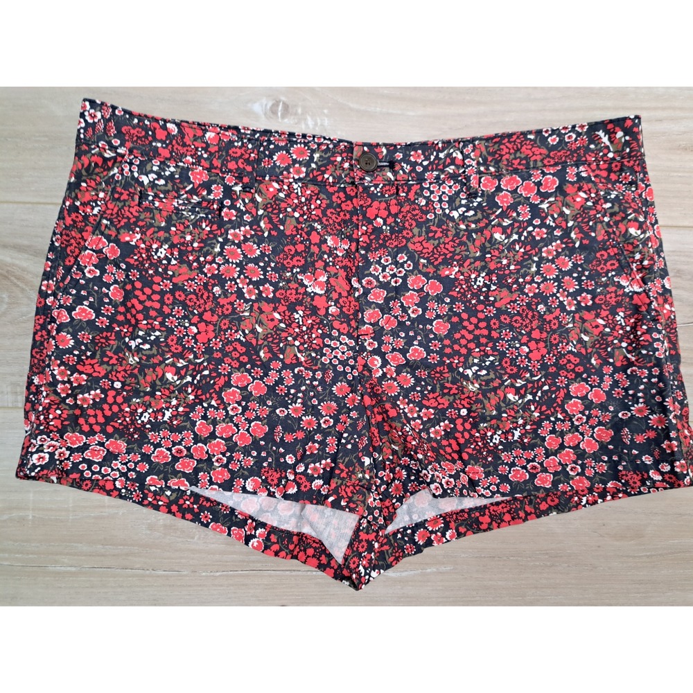 Gap Y2K Summer Short Red Mini Floral Print Cotton Shorts Womens 16R